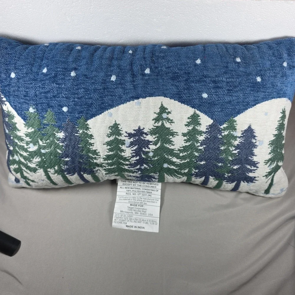 New‎ Room Essentials Toss Throw Pillow  Green Blue Trees size 12x20